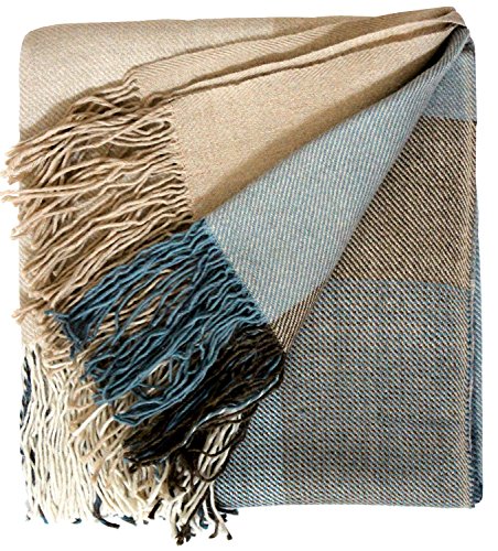 Lorenzo Cana - Alpakadecke 100% Alpaka vom Babyalpaka, Fair Trade Decke Wohndecke, handgewebte Sofadecke Tagesdecke Kuscheldecke, blau braun - 96030 von Lorenzo Cana