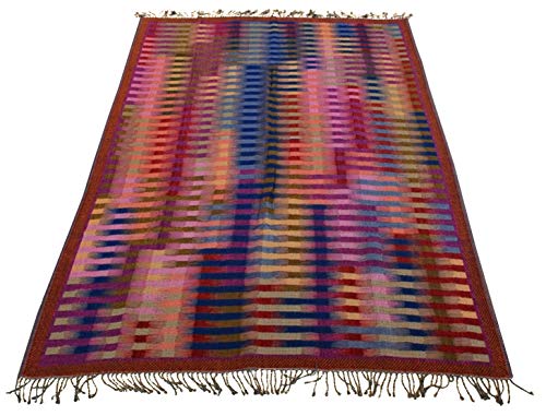 Lorenzo Cana Design Wolldecke jacquardgewebt aus feinster Wolle vom Merinolamm bunt Gemustert Mehrfarbig leuchtende Farben Wohndecke Wolle Sofadecke Kuscheldecke Plaid 140 cm x 200 cm 9626022 von Lorenzo Cana