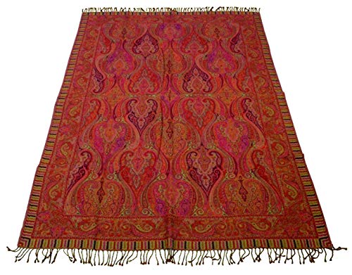 Lorenzo Cana Wolldecke Jacquard gewebt aus feinster Wolle Paisley Rottöne Orange Wohndecke Decke Wolle Sofadecke Kuscheldecke Plaid 140 cm x 200 cm 9625922 von Lorenzo Cana