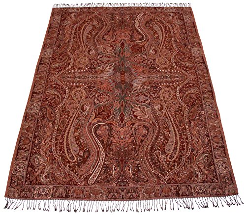 Lorenzo Cana Wolldecke aufwändig Jacquard gewebtes Paisley Muster, flauschig weiche Decke aus 100% Wolle Wohndecke Sofadecke Wohndecke 96121 von Lorenzo Cana