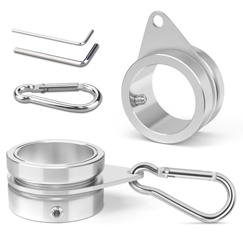 Loretoy Fahnenmast-Ringe aus Aluminiumlegierung, Anti-Wrap-Design, 360 Grad drehbar, für 2,5 - 3,2 cm Durchmesser Fahnenmast (Φ 3,2 cm, Silber) von Loretoy