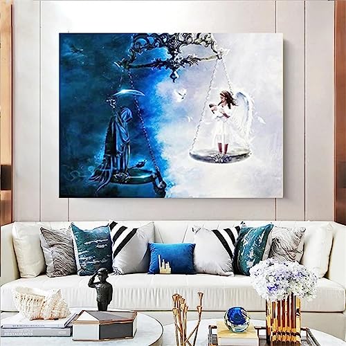 LoriEr DIY 5D Diamant Malerei Vollbohrer Kit, Engel und Teufel 5D Diamond Painting Set,Malen nach Zahlen Diamant,Diamond Painting Bilder für Erwachsene Kinder,Handarbeit Basteln Wand Decor 50x60cm von LoRier