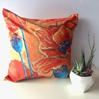 Mohnblume Kissen, Mohnkissenbezug, Rote Dekokissen, Kunst, Kunst Mohnblume Kissen, Mohnkissenbezug, Rote Dekokissen, Kunst, Kunst von LoriMorrisPaintings