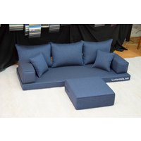 Bodensofa Blau Boho Modular Kissen, Ottomane Set von LorientalaHD