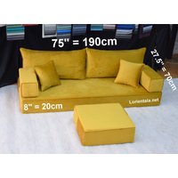 Velvet Gold 20, 3 cm Dicken Boden Sofa Wohnzimmer Oriental Boho Kissen Sitzkissen Katze Hund Ottoman Palette Möbelbank Couch Bezüge von LorientalaHD