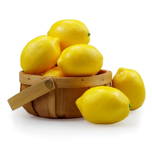 Lorigun 12 Stück 2,9 Zoll x 2 Zoll künstliche gelbe Zitronen, gefälschte Zitronen für Wohnkultur, lebensechte Simulationszitronen für Chirstmas Decor, gefälschte gelbe Zitronen von Lorigun