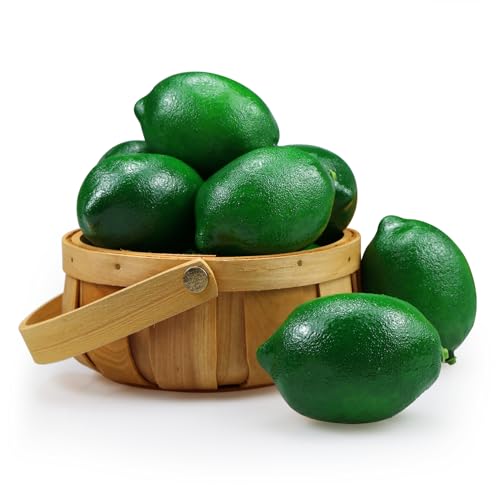 Lorigun 12 Stück 2,9 Zoll x 2 Zoll künstliche gelbe Zitronen, künstliche Limettenzitrone für Wohnkultur, lebensechte Simulationszitronen für Chirstmas Decor, gefälschte grüne Zitronen von Lorigun