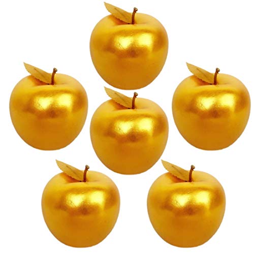 Lorigun 6 Stück Goldene Äpfel Künstliche Goldene Frucht Crafts Goldäpfel für Heimtextilien Weihnachtsdekor von Lorigun