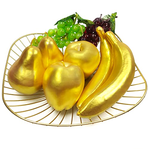 Lorigun 8 Stück künstliche goldene deko Obst, künstliche Früchte für die Dekoration zu Hause, Weihnachten, goldene Früchte, Requisiten, künstliche Apfel, Banane, Birne künstliche Früchte von Lorigun