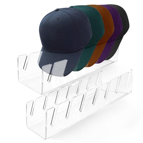 Lorigun Cap Halterung, Kappen Organizer für Baseballmützen keine Installation Hut Display Stand, Cap Ständer Organizer für Schlafzimmer Büro Kommode, 2 Stück Klar von Lorigun