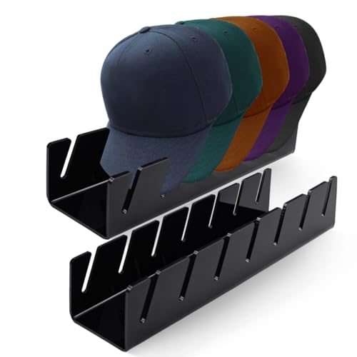 Lorigun Cap Halterung, Kappen Organizer für Baseballmützen keine Installation Hut Display Stand, Cap Ständer Organizer für Schlafzimmer Büro Kommode, 2 Stück Schwarz von Lorigun