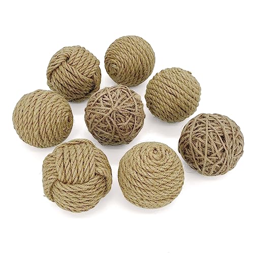 Lorigun Dekorative Kugeln für Centerpiece Schalen, Kugeln dekorative Teig Schüssel Füllern für Home Decor, Jute Seil Kugeln dekorative Bauernhaus, Vase Füller Kugeln 8 Stück von Lorigun