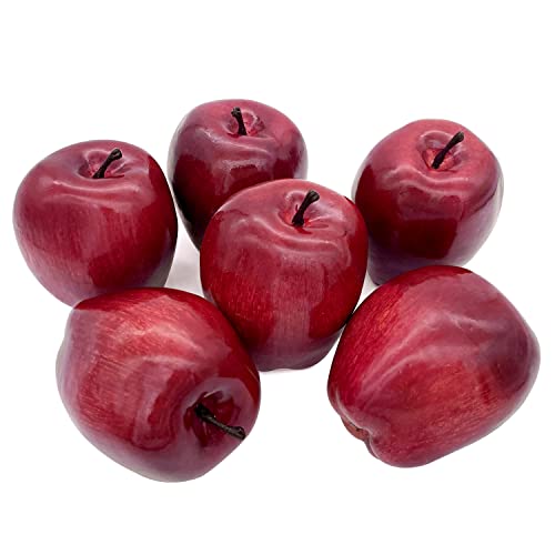 Lorigun Künstliche Äpfel gefälschte Früchte rote köstliche Äpfel für Dekoration, dekorative Frucht, Imitat große rote Äpfel 6 Stücke von Lorigun