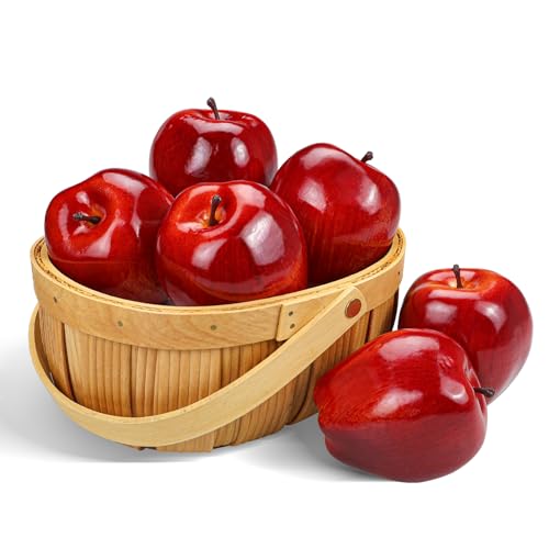 Lorigun Künstliche Äpfel gefälschte Früchte rote köstliche Äpfel für Dekoration, dekorative Frucht, Imitat große rote Äpfel 6 Stücke von Lorigun