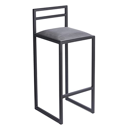 FERRO modern design Barhocker Schwarz mit Lehne 95 cm - Metall Barstuhl mit Gepolstertem Sitz - Loft Style von FERRO modern design