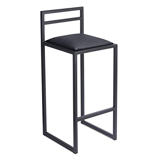 FERRO modern design Barhocker Schwarz mit Lehne 95 cm - Metall Barstuhl mit Gepolstertem Sitz - Loft Style von FERRO modern design