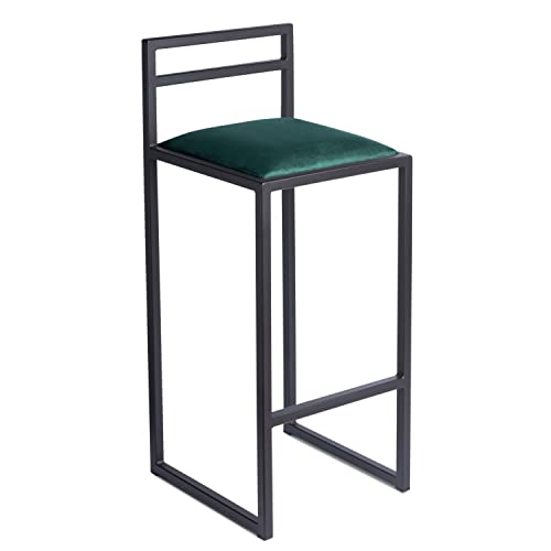 FERRO modern design Barhocker Schwarz mit Lehne 84 cm - Metall Barstuhl mit Gepolstertem Sitz - Loft Style von FERRO modern design