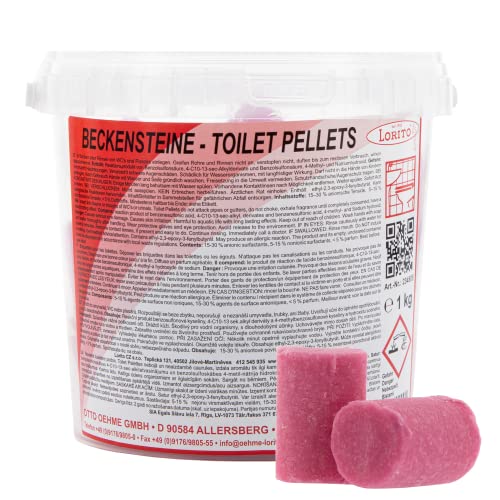 Lorito Beckensteine Erdbeere, 1kg Urinalsteine, Lufterfrischer zum Einlegen für Toilette, WC, Urinal und Pissoir, Pissoirsteine für angenehmen Duft von Lorito