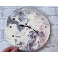 Fusing Glas Wanduhr 10-Zoll Lila, Grau Und Silber von LorraineCoramGlass