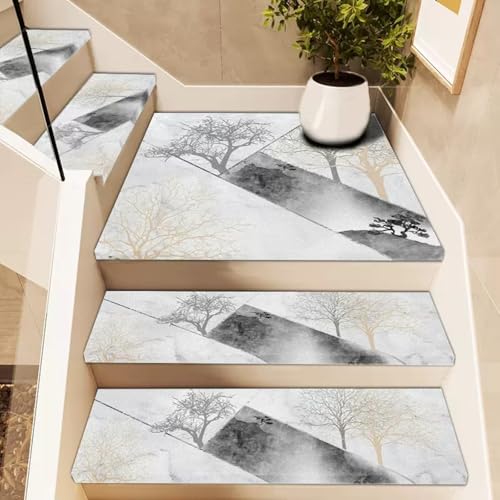 Lorxilar Stufenmatten Innen Treppenteppich Selbstklebend Maschinenwaschbar Treppenstufen MattenC,15x(26x65cm/10.2x25.6in) von Lorxilar