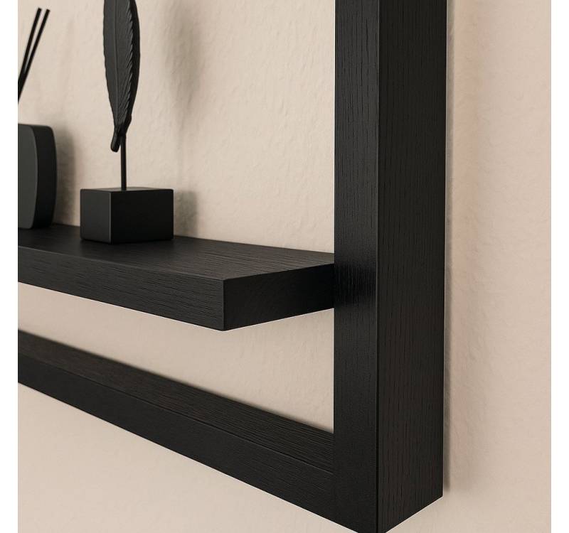 LosBudos Wandregal aus massiver Eiche – mit Wunschfarben für Rahmen & Ablagebrett von LosBudos