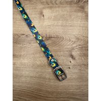 Hunde Halsband Hundehalsband Biothane Uv Printed Bedruckt Pfauenfeder von Losgeleint