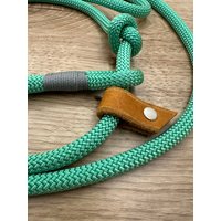 Hundeleine Seil Showleine Paracord Grün Grau Leder Hundeleine Seil Showleine Paracord Grün Grau Leder von Losgeleint
