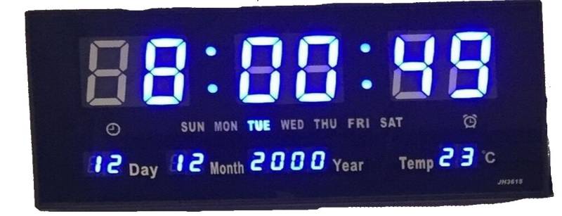 Losmann Wanduhr XL grosse LED digital Wanduhr mit Datum Temperatur Alarm Clock Blau 36 von Losmann