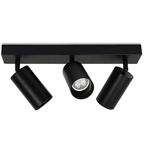 Lospitch 3-flammig Deckenstrahler, Drehbare Deckenspot, Schwenkbar Deckenlampe Wandstrahler Strahler, Innen Wandspot für Wohnzimmer Schlafzimmer Küchen GU10 LED 4W 3000K Warmweiß - Schwarz von Lospitch