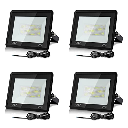 Lospitch 4x100W LED Strahler Außen, 3000K Warmweiß Superhell LED Fluter, 8500LM Außenstrahler IP66 Wasserdicht Aluminium Scheinwerfer Licht für Garten, Garage, Hof oder Hote von Lospitch