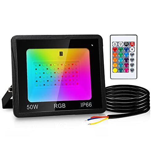 Lospitch 50W RGB LED Strahler Dimmbar, Aussen Fernbedienung, Außenstrahler LED RGB Wasserdicht IP66, 16 Farben 4 Modi, Fluter für bäume, Stimmungslicht mit Farbwechsel Lospitch 50W RGB LED Strahler Dimmbar, Aussen Fernbedienung, Außenstrahler LED RGB Wasserdicht IP66, 16 Farben 4 Modi, Fluter für bäume, Stimmungslicht mit Farbwechsel von Lospitch