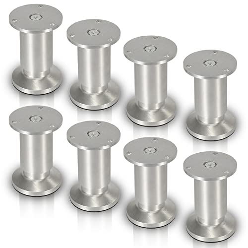 Lospitch 8er Set Aluminium Möbelfüße Höhe 120mm, belastbar bis 250 Kg, Runde Schrankfüße Tischfuß Sofafuß Möbelbeine, für Möbel, Küchenschränke, Höhenverstellbar 15mm von Lospitch