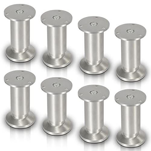 Lospitch 8er Set Aluminium Möbelfüße Höhe 150mm, belastbar bis 250 Kg, Runde Schrankfüße Tischfuß Sofafuß Möbelbeine, für Möbel, Küchenschränke, Höhenverstellbar 15mm von Lospitch