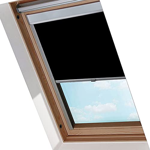 Lospitch Dachfenster Rollo Verdunkelungsrollo für Dachfenster S08 Schwarz (97.3x116.0cm)/ Verdunkelung & Thermo Hitzeschutz von Lospitch