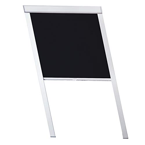 Lospitch Dachfenster Verdunkelungsrollo Schwarz Thermo-Rollo, 100% Verdunkelung, Silberne Seitenschienen, kompatibel mit Fenster Systeme Dachfenster GGL, GPU, GTU, GXU, GHU(49.3x94cm, F06) von Lospitch
