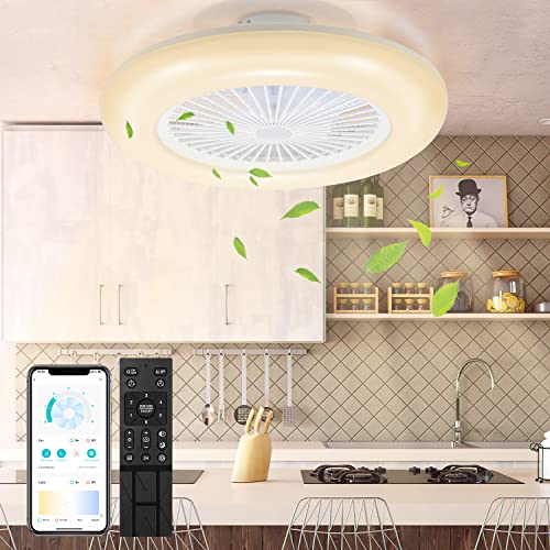 Lospitch Deckenventilator mit Beleuchtung, 80W Deckenleuchte mit Fernbedienung und mobiler APP, Sommer-Wintermodus Beide Richtungen Drehen,3 Farbtemperatur 6-Gang and Timer Ventilatorlicht von Lospitch