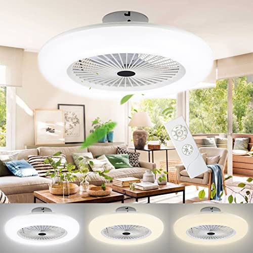 Lospitch Deckenventilator mit Beleuchtung | 80W Deckenleuchte | Fan Licht mit Fernbedienung und Timer | Einstellbare Windgeschwindigkeit und Farbtemperatur | Lüfterlicht φ55CM von Lospitch