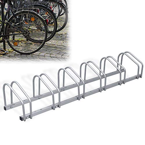 Lospitch Fahrradständer für 6 Fahrräder 35-55 mm Reifenbreite Mehrfachständer Aufstellständer Radständer Bodenständer Wand-Bodenmontage Platzsparend 160*32*26cm von Lospitch