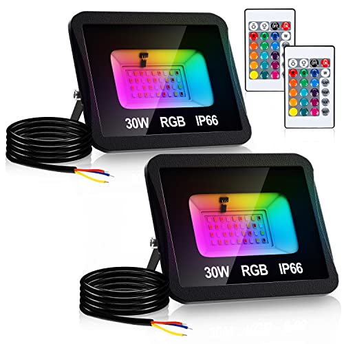 Lospitch RGB LED Strahler 30W, 2er Farbwechsel Fluter Außen Strahler, 16 Farben und 4 Modi Smart LED Flutlichtstrahler, IP66 Außenstrahler Wasserdicht LED Flutlicht, Garten Stimmungslichter Lospitch RGB LED Strahler 30W, 2er Farbwechsel Fluter Außen Strahler, 16 Farben und 4 Modi Smart LED Flutlichtstrahler, IP66 Außenstrahler Wasserdicht LED Flutlicht, Garten Stimmungslichter von Lospitch