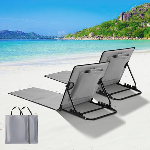 Lospitch Strandliege Klappbar leicht,2er Set Strandmatte mit rückenlehne, Strandliege Faltbare mit Einstellbar 5-stufige Höhe, für im Freien, Strand, Camping,Terrasse-hellgrau Lospitch Strandliege Klappbar leicht,2er Set Strandmatte mit rückenlehne, Strandliege Faltbare mit Einstellbar 5-stufige Höhe, für im Freien, Strand, Camping,Terrasse-hellgrau von Lospitch