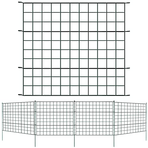 Lospitch Teichzaun Set, Gartenzaun Zaun Teich mit Zaunelemente und Befestigungsstäben, Metallzaun Grün, Freigehege, Gartenzaun, Tiergehege (10x Gerade) von Lospitch