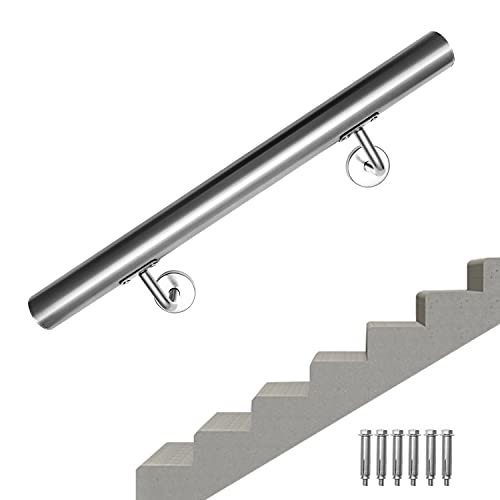 Lospitch Treppengeländer Edelstahl Handlauf Geländer Wandhandlauf Wand Treppe für Innen & Außen inkl. Wandhalterung und Endkappen - 80cm von Lospitch