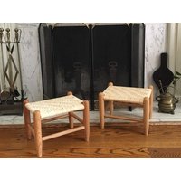 Lackierter Handgewebter Mittelgroßer Hocker Aus Eiche Splint Woven Bench, Handmade Usa Lackierter Handgewebter Mittelgroßer Hocker Aus Eiche Splint Woven Bench, Handmade Usa von LostArtHomestead