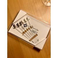 Vintage Ddr Glas Cocktail Spieße in Originalverpackung in Spaß Hündchen Und Maus Design - Lauscha 1970Er Jahre von LostFoundBerlin