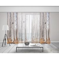 Naturtherapie Birkenwald Fenster Vorhänge, 130 X 215 cm, Halbtransparente Durchsichtige Oder Verdunkelnde Espen Bäume, Großes Bild von LostInNature