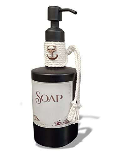 Seifenspender Glas matt schwarz Handseife - 500ml Soap Lostplacestore Nautic Meer Handmade Designerflasche, Geschenkidee Meerjungfrau Muschel - Made in Hamburg! von Lostplacestore