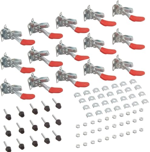 Kniehebelspanner, 15 Stück 201 Schnellspanner-Set Knebelklemme, Handwerkzeug 27 kg 59lbs Fassungsvermögen, Rutscht Nicht, Horizontal, Knebelklemme für Maschinenbedienung, Holzbearbeitung von Lostwry