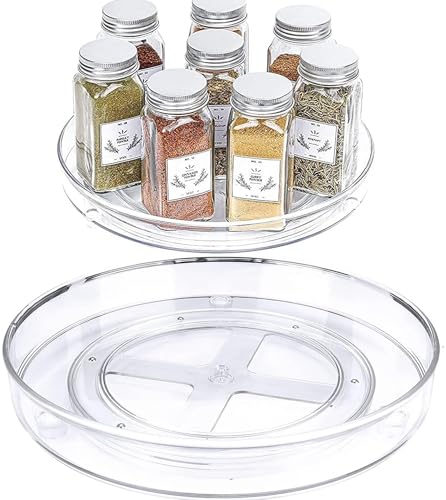 2 Stück Drehteller Organizer, Lazy Susan Drehteller Drehplatte Kühlschrank Transparent Gewürzregal Drehbar Drehteller Küche Organizer Aufbewahrung für Öl Gewürze Marmeladen von Lostwry