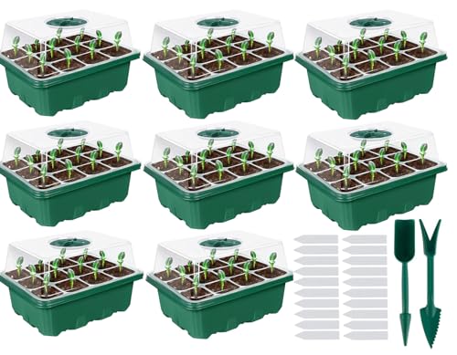 8 Stück Zimmergewächshaus Anzuchtkasten, Saatgut Starter Tray 96 Zellen Mini Gewächshaus Anzucht Set Setzling Starter Tabletts Mini-Propagator für Sämling Pflanze (Grün) von Lostwry