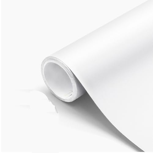 Losuda Selbstklebend Möbelfolie Matt Weiß Folie 61 x 500cm Verdickt Klebefolie PVC wasserdicht Selbstklebefolie Dekofolie Möbelsticker für Wände Schränke von Losuda